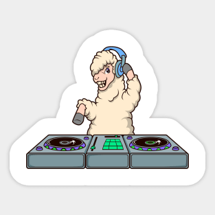 Cartoon Llama DJ at Turntable Sticker